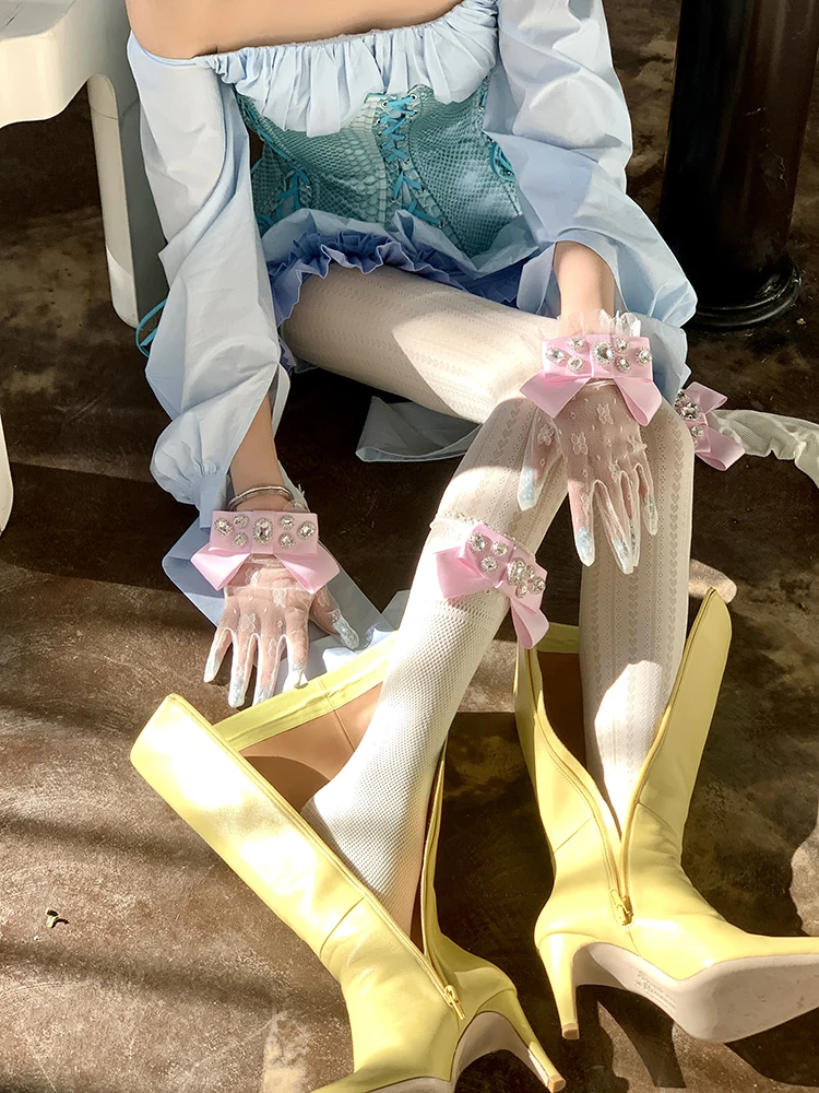 Spring and Autumn Thin Love Romantic Lolita Exquisite Lace Pattern All-Match Pantyhose Stockings