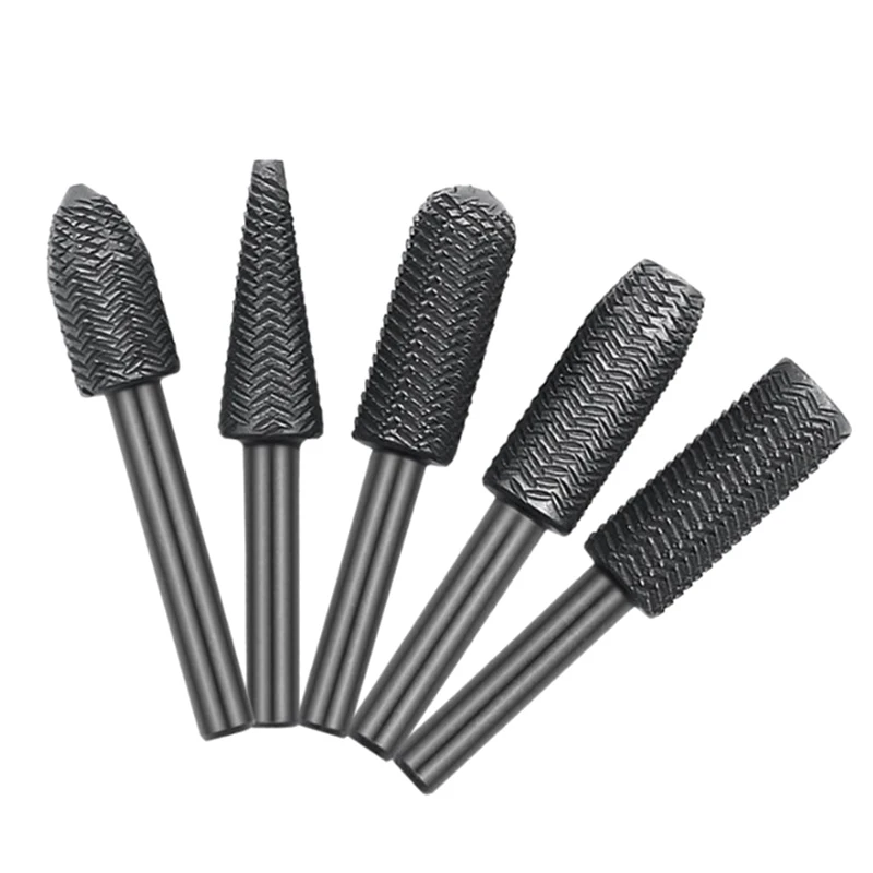 회전식 강철 파일 나무 드릴 비트, 금속 연삭 그루브 샌딩 조각 밀링 광택제 도구, 6mm 생크 세트, 5x59mm