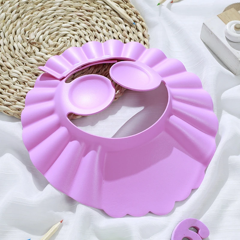Kids Baby Adjustable Soft Silicone Waterproof Shield Shampoo Solid Color Children&lsquo;s Shower Bath Visor Hat Cap Protect Eyes/Ears