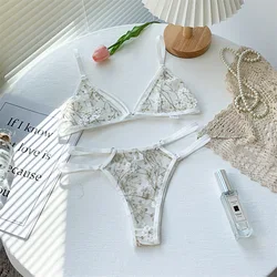 Sexy Lingerie Set Hot Exotic Costumes Invisible Bra New Sexy Fashion G-String Thong Sleepwear Flower Sets ropa interior mujer