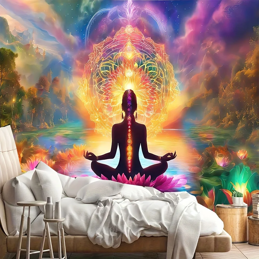 Mandala mural fleur de lotus métal or 30x21 cm, décoration spirituelle