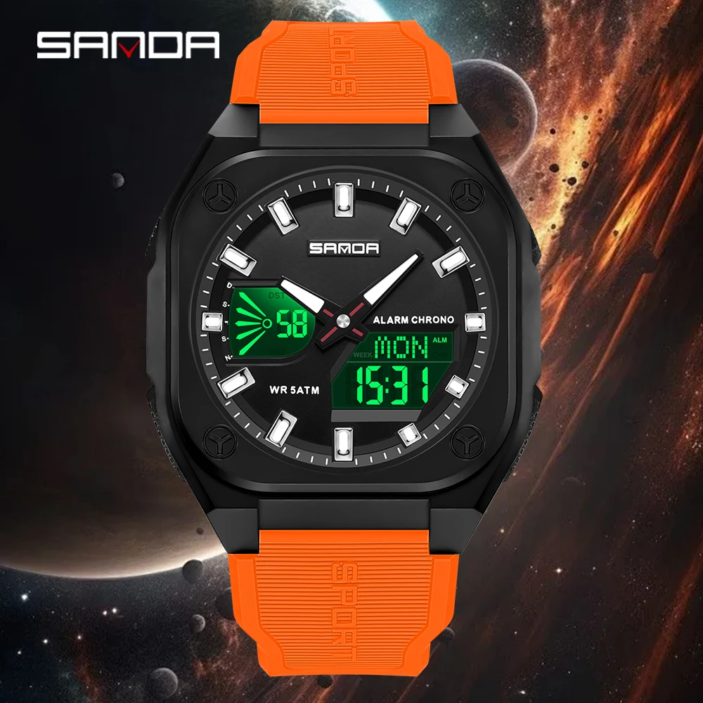 SANDA 6268 Sports Electronic Watch Men Multifunction Outdoor Students Wristwatch Alarm Clock Waterproof Luminous Digital Watches view 5