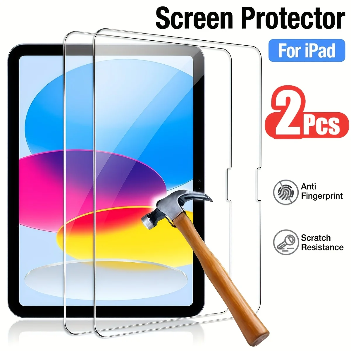 Paquete de 2 Protectores de Pantalla para iPad 11.ª Gen. A16 11" y 10.ª Gen. 10.9", Vidrio Templado 9H HD Antirrayaduras, Compatible con Apple Pencil