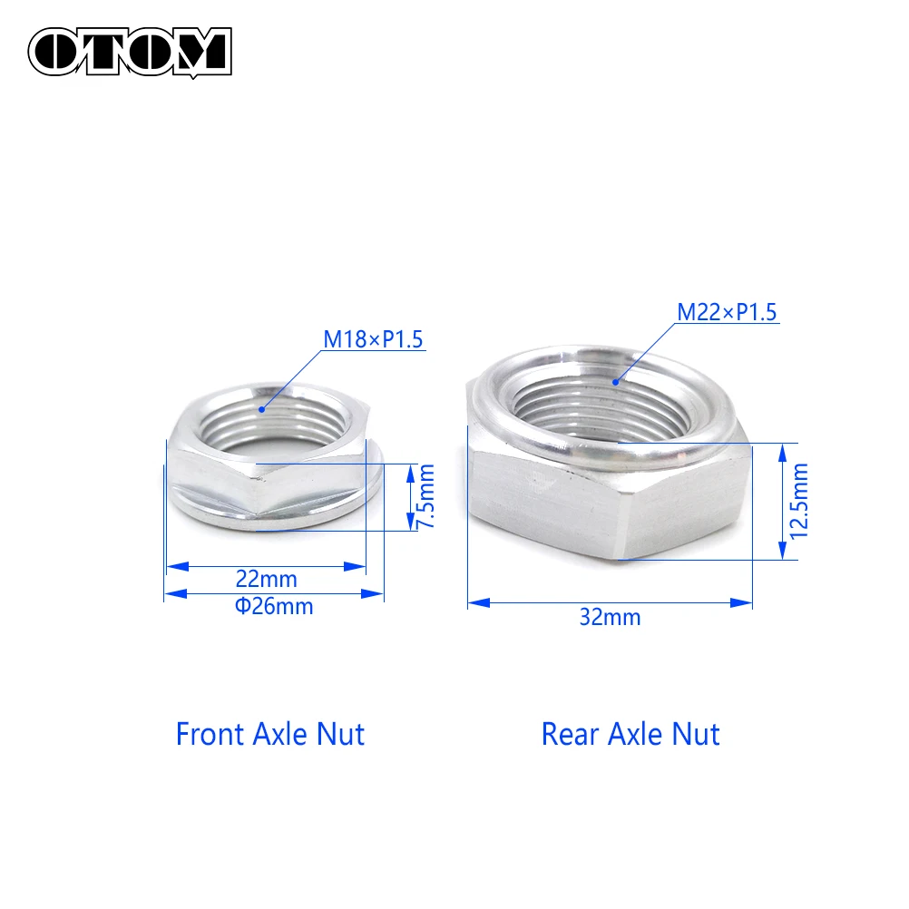 OTOM Motorcycle Front Rear Axle Nut Wheel Screw M18/M22 Bolt For