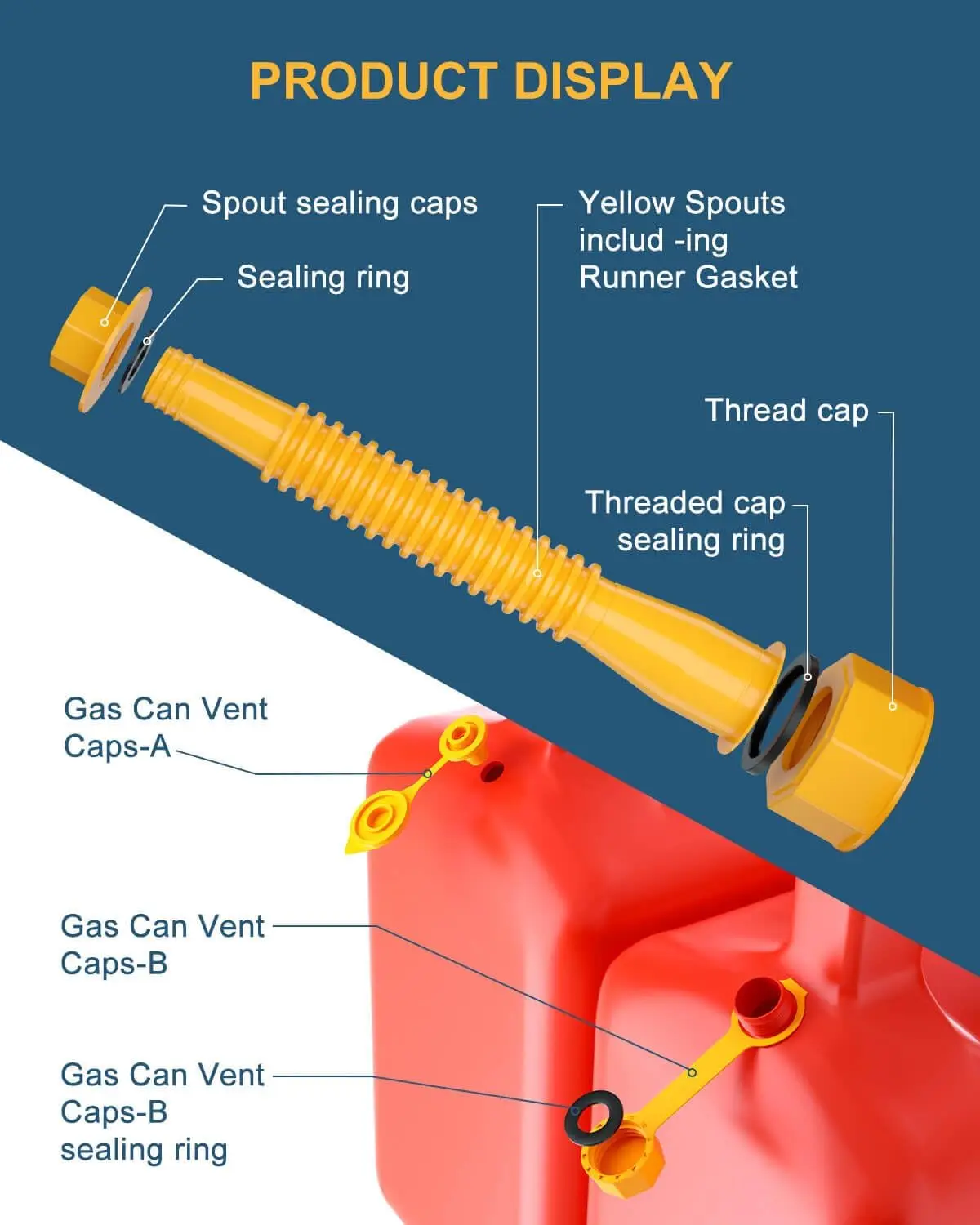 31X Gas Can Spout Kit Nozzle Vent Replacement For Plastic Gas Cans Old Style Cap