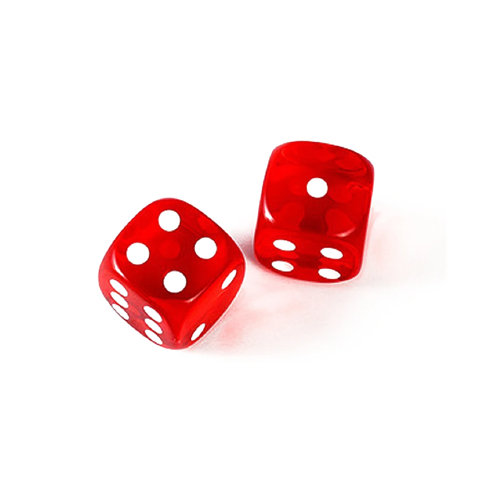25pcs/Pack Acrylic Dice 19mm Transparent Red #19 Rounded Corner White Dots Game Cubes