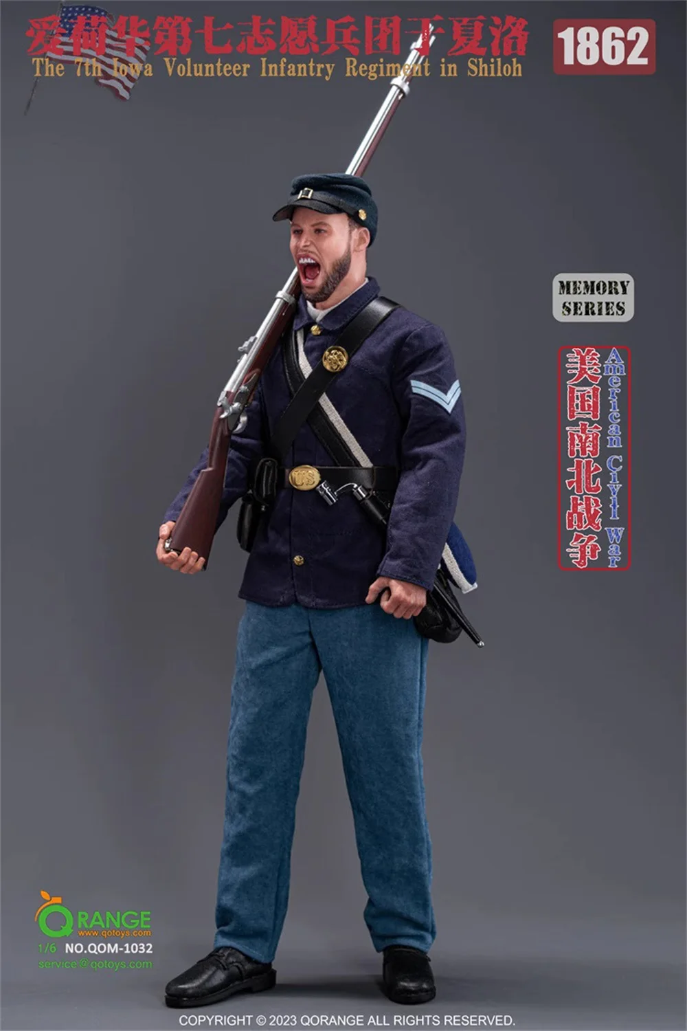 1/6 QORANGE QOTOYS QOM-1032 Memory Series US. Civil War The 7th Volunteer Figure Soldier Dressing Suit Weapon Full Set Action