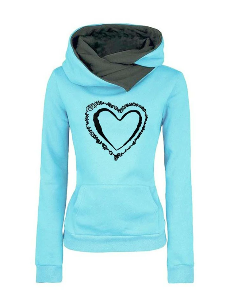 Sudadera con capucha para mujer, moda Otoño Invierno 2022, con estampado de amor, manga larga, informal, cálida_voghion.com
