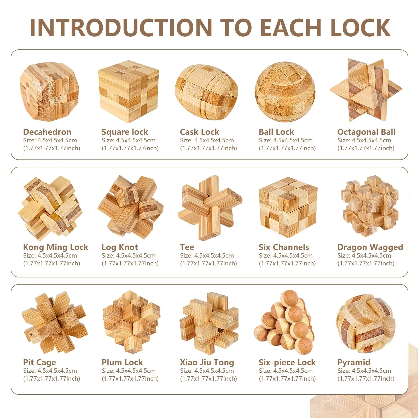 Small Lu Ban Lock IQ Brain Teaser Educational Toy for Kids Children Wooden Kong Ming Unlock Toys Adult Montessori 3D Puzzle Game 5
