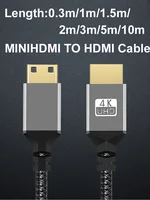 Nylon MINI HDMI To HDMI Cable HDMI2.0 MINIHDMI Male A Male 4K 60HZ HD 1080P  Adapter Converter 1M 2M 3M 5M 10M Wire TV Camera - Image 6