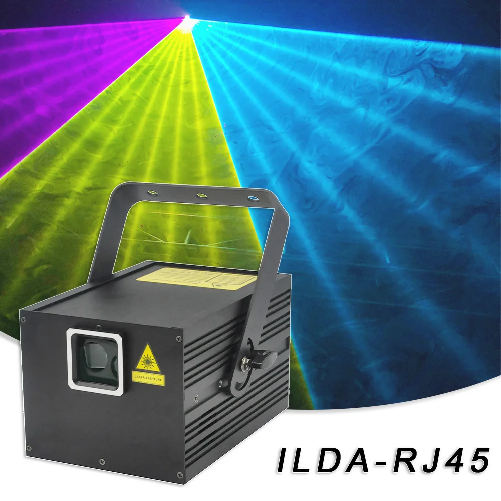 YUER 2W RGB Animation Laser Beam Projector With ILDA RJ45 Interface DMX512 Dust Proof Scanner Dj Disco Party Club Stage Lighting