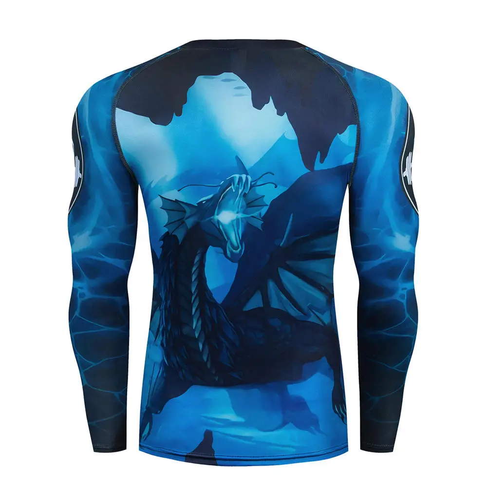 Men's Muay Thai Men MMA Kickboxing Sport Suit BJJ Rashguard T Shirts Rash Guard Fitness Tracksuit Boxing Jersey Running Set 26