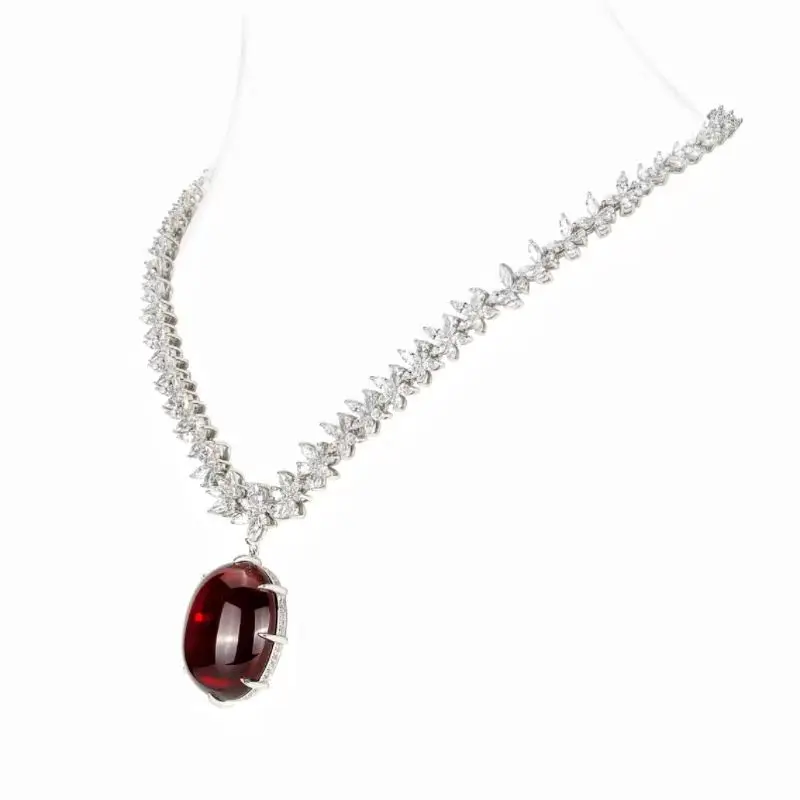 ZOCA Scarіblo Real 925 Sterling Silver Original Certified Necklaces for Women Necklace with Pendant 585 Gold Luxury Genuine Ruby 2