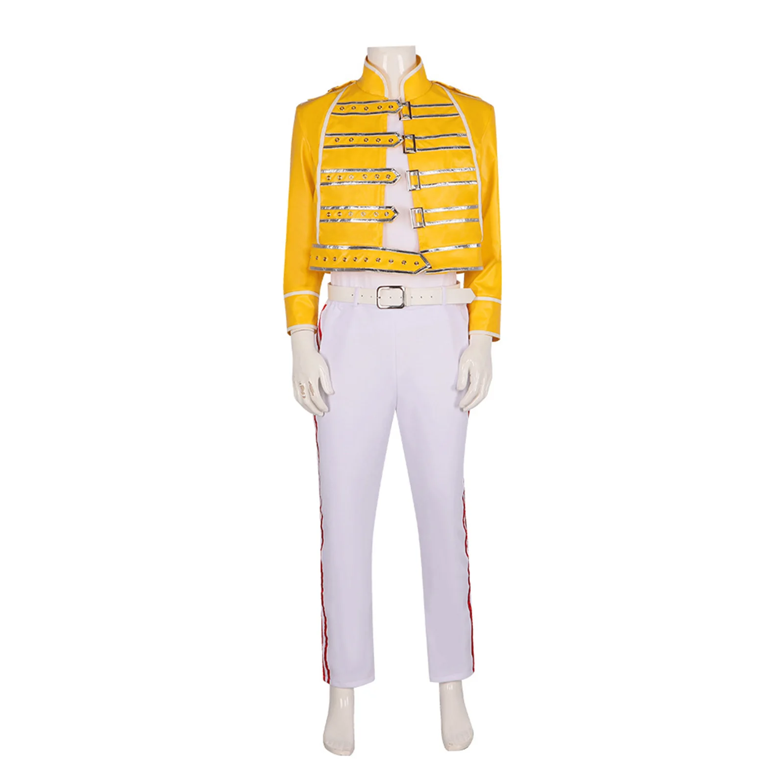 

Lead Vocals Queen Cosplay Costume Uniform Dj Singer Ballroom Dance Stage Yellow Jacket Coat Shirt Pants Outfit Full Suit