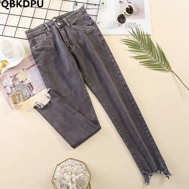 

Oversize For 100kg Women Skinny Ankle-Length Jeans Spring Vintage Elegant Stretch Denim Pants Korean Fashion Streetwear Vaqueros
