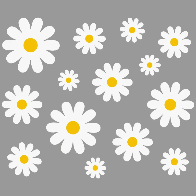 Boho Style White Daisy Flower PVC Wall Sticker Window Stickers Kids Room Living Room DIY Art Wall Decals Home Decoration wall stickers wall sticker
