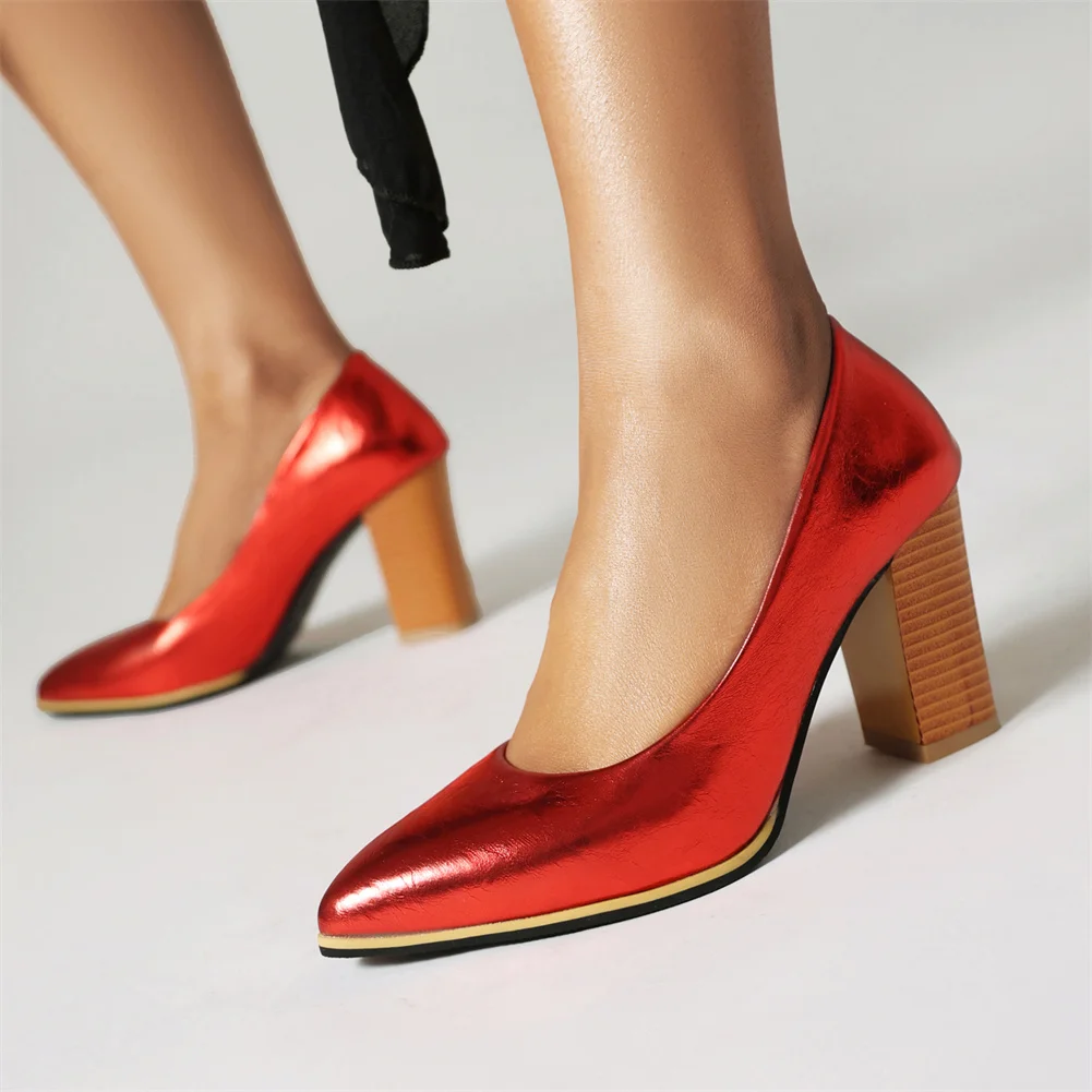 Big Size 43 Brand New Female Pointed Toe Pumps Fashion Spring Autumn Thick High Heels women's Pumps Party Office Shoes Woman