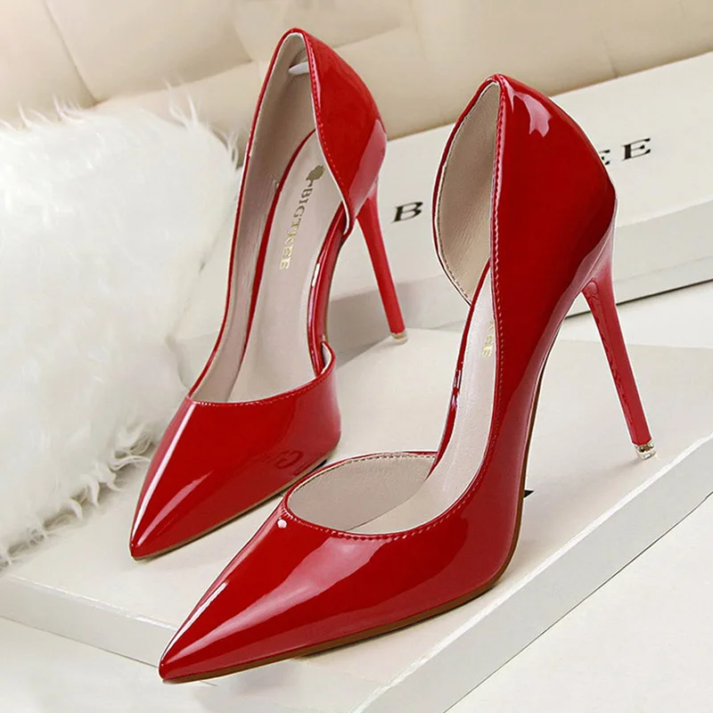 BIGTREE Shoes Patent Leather Heels 2024 Fashion Woman Pumps Stiletto Women Shoes Sexy Party Shoes Women High Heels 12 Colour