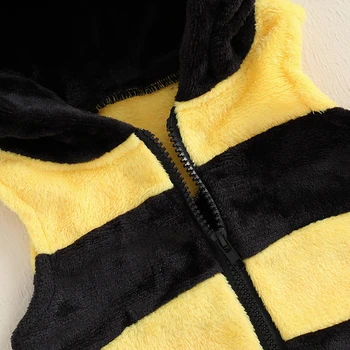2024-06-24 Lioraitiin 0-24M Baby Bee Costume Sleeveless Hooded Romper Long Socks Set Infant Halloween Costume Newborn Outfit 5