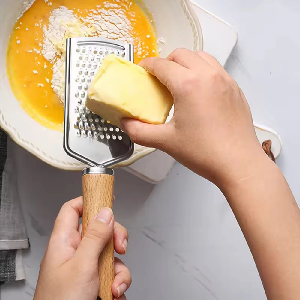 Kitchen Grater 1PC Wooden Handle Grater Small Kitchenware Stainless Steel Baking Utensils