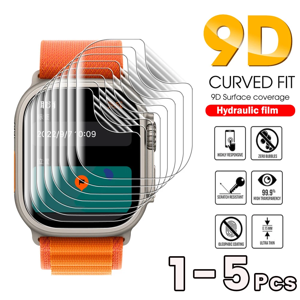1-5Pcs Pellicola Idrogel Curva Per Apple Watch Ultra Smartwatch Screen Protector Non Glass Applewatch Series 8 Watch Se Full Cover