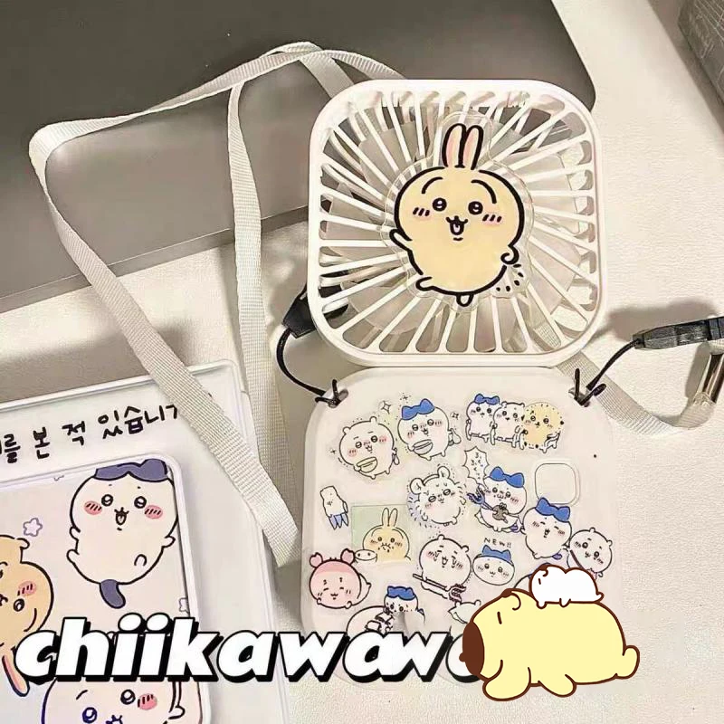 

Kawali мультфильм Chiikawas Складной вентилятор мини настольный вентилятор портативный шнурок наклейки Usb зарядка милые игрушки подарок на день рождения для девочек