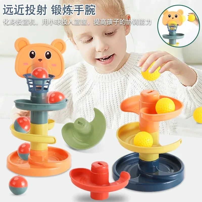 

Montessori Baby Toy Rolling Ball Tower Montessori Educational Games For Babies Stacking Track Baby Development Toys 1 2 3 Years