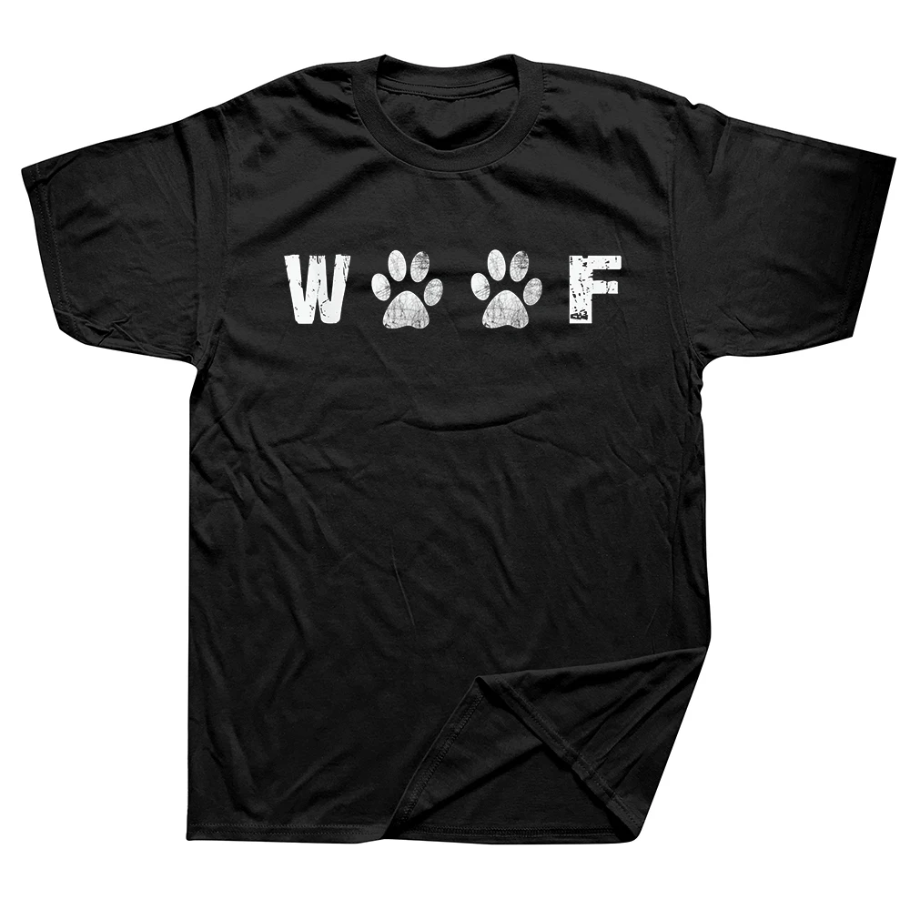 Lustiges Woof-Paw-Grafik-T-Shirt aus reiner Baumwolle, Unisex, Streetwear, Humor-T-Shirt, lockere Passform, Kleidung für Männer und Frauen, kurzärmelig