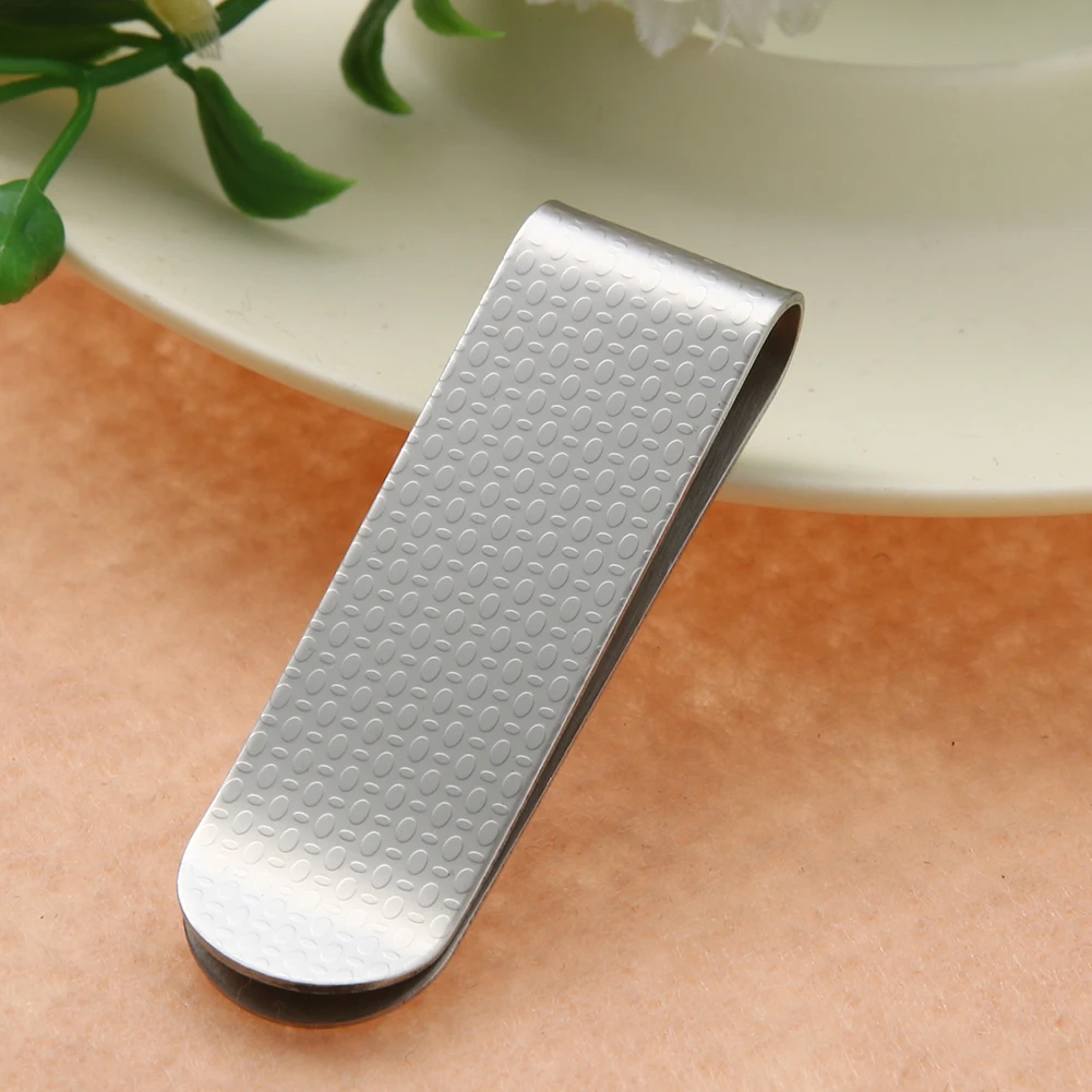 Metal Stainless Steel Change Wallet Solid Color Hollow Out Cash Clamp Holder Decorative Pattern Collar Clip for Cash Book Collar