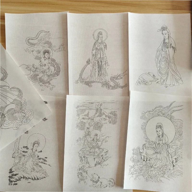 Manuscript Line Drawing Meticulous Painting Traditional Chinese Line Draft Painting Paper Ripe Paper Practice for Copy Painting