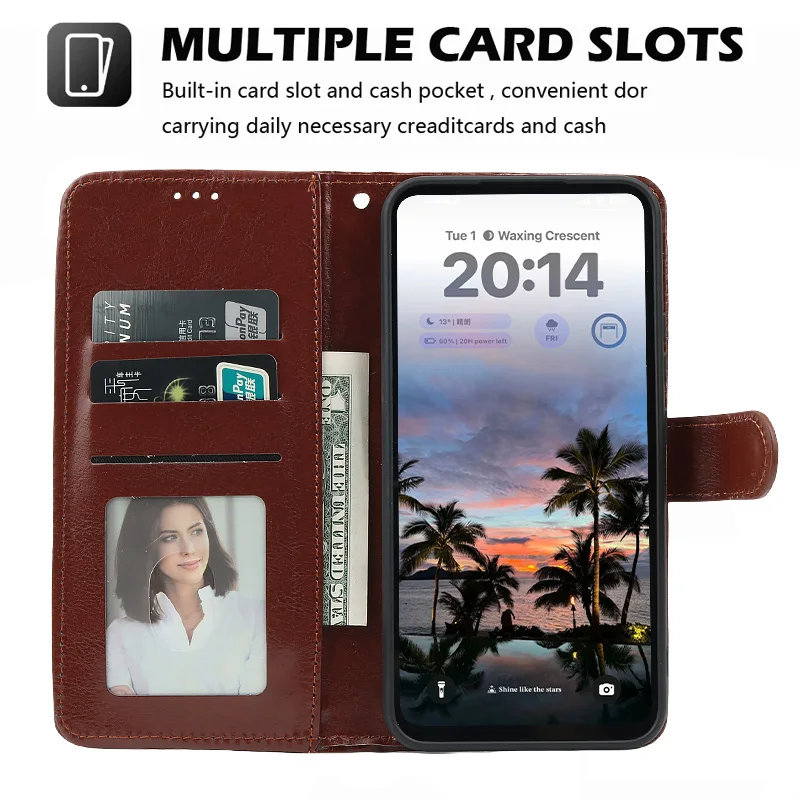Leather Phone Case with Card Slot Flip Wallet Cover