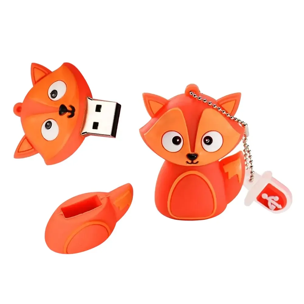 USB Flash Drive Flash Drive 64GB Cute Fox Cartoon Animal Memory Stick