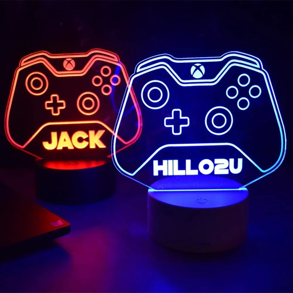 Custom Gamer Tag Xbox Controller LED Night Light Personalized Laser