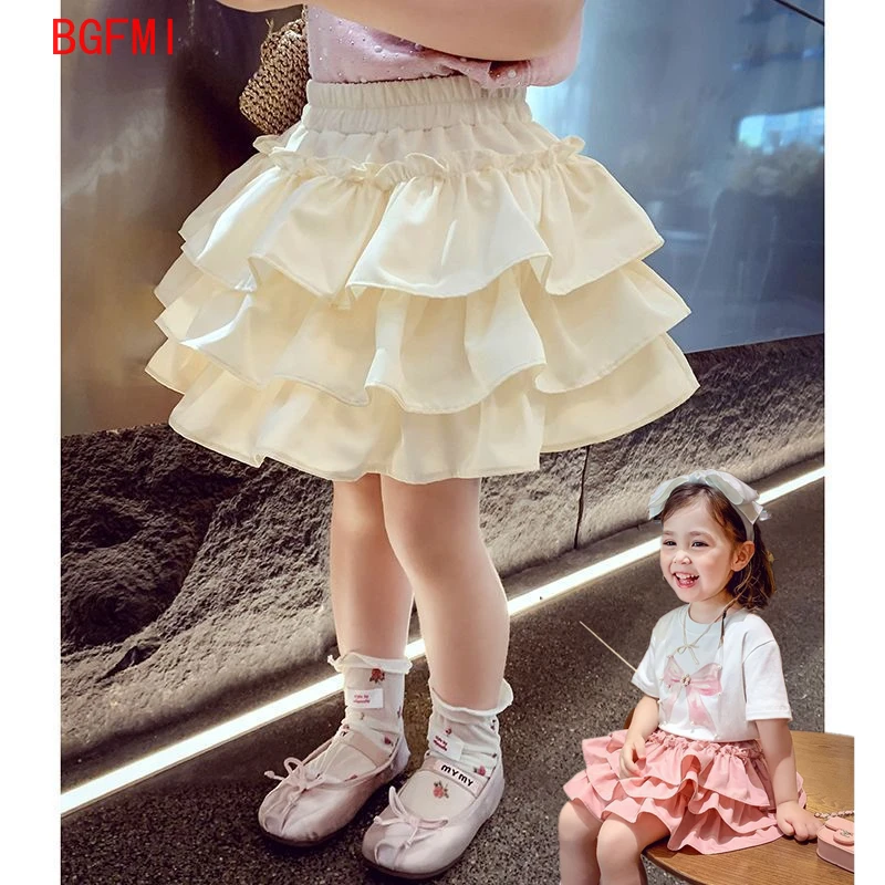 2-12 Y Baby Girl Layers Cake Skirts with Safe Shorts Fashion teenage Kids Children Birthday Summer Short Skirt Cute Ballet Style ballet tutu skirt children skirts