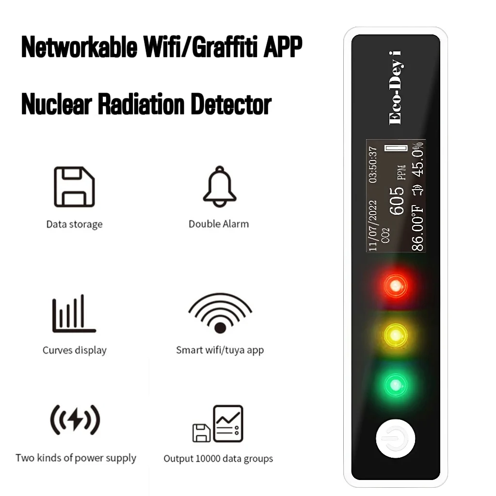 Nuclear Radiation Detector 0.01-1000&mu;Sv/h Range Beta/Gamma/X-Ray Sensing Rechargeable Real-Time Data & Alarm