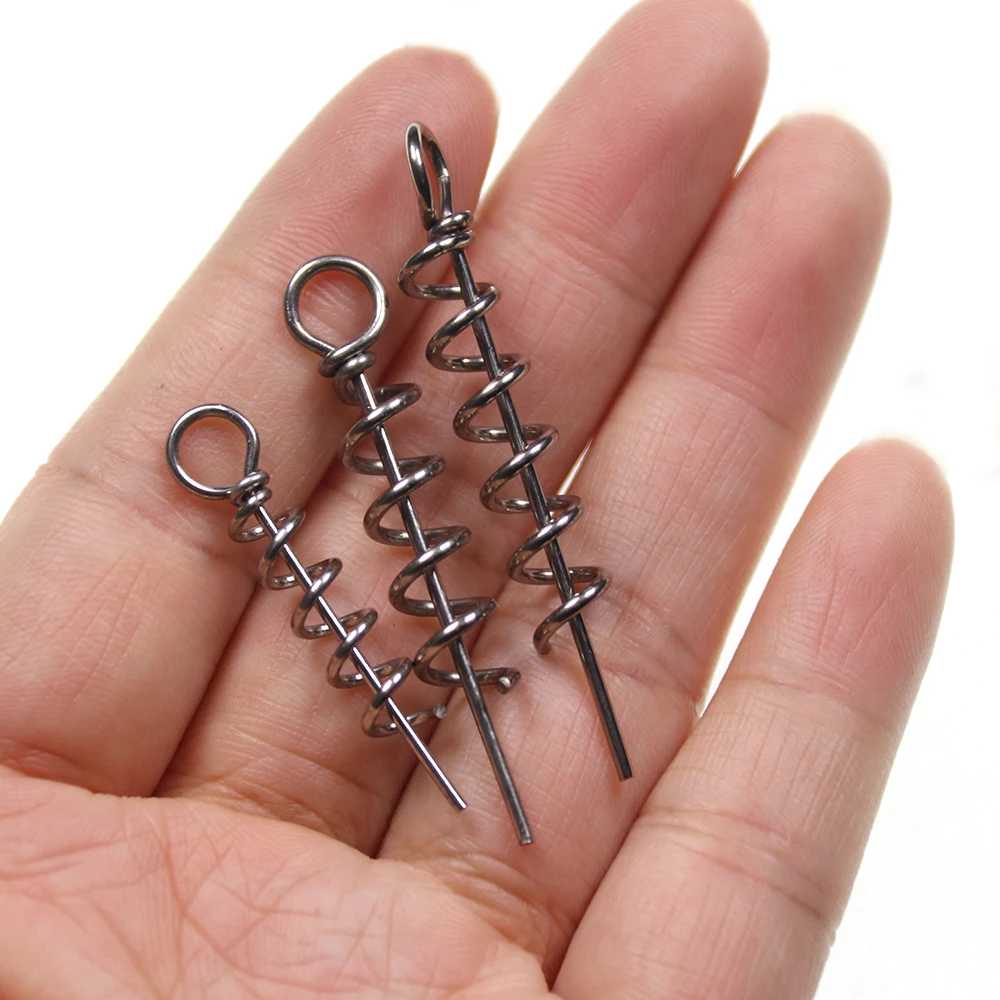 Stainless Steel Soft Lure Spring Lock Pin Fishing Crank Hook Screw Bait Connector Accessories 30pcs 30/35/40/45/50mm fishing accessories fishing hook fishing tackle fishing tools fishing tool fishing line connectors fishing screws