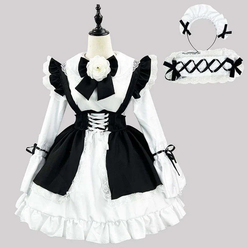 

Black White Lolita Dress Gothic Maid Outfit Apron Dress Women Grils Dress Anime Cosplay Costume