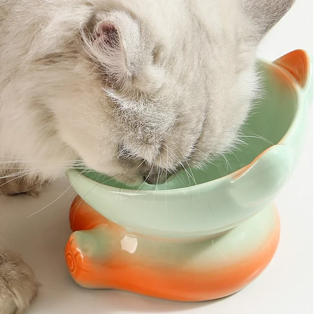 New Cute Ceramic Gradient  Cat Bowl Food Anti-tipping Drinking Protecting Cervical Vertebrae Bowl For Cats Dog Accessories 4