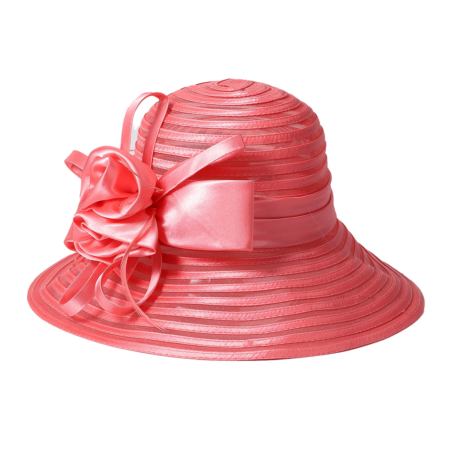 TOSSPER Féminin Organza Chapeau Femme Large Bord Arc