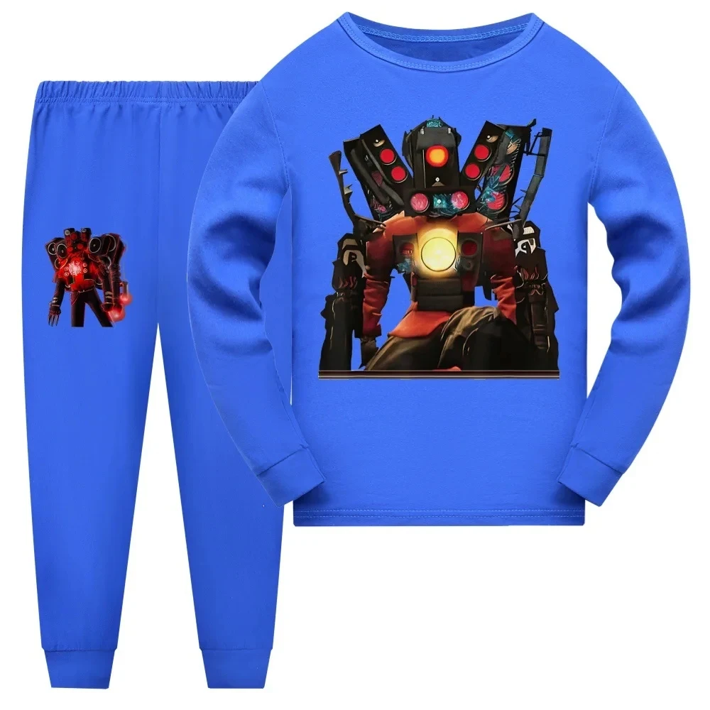 Game Skibidied Toilet T Shirt sets Kids Titan Speakerman TV Camera Man Pyjamas Boys Long Sleeve Sleepwear Baby Girls Pajamas