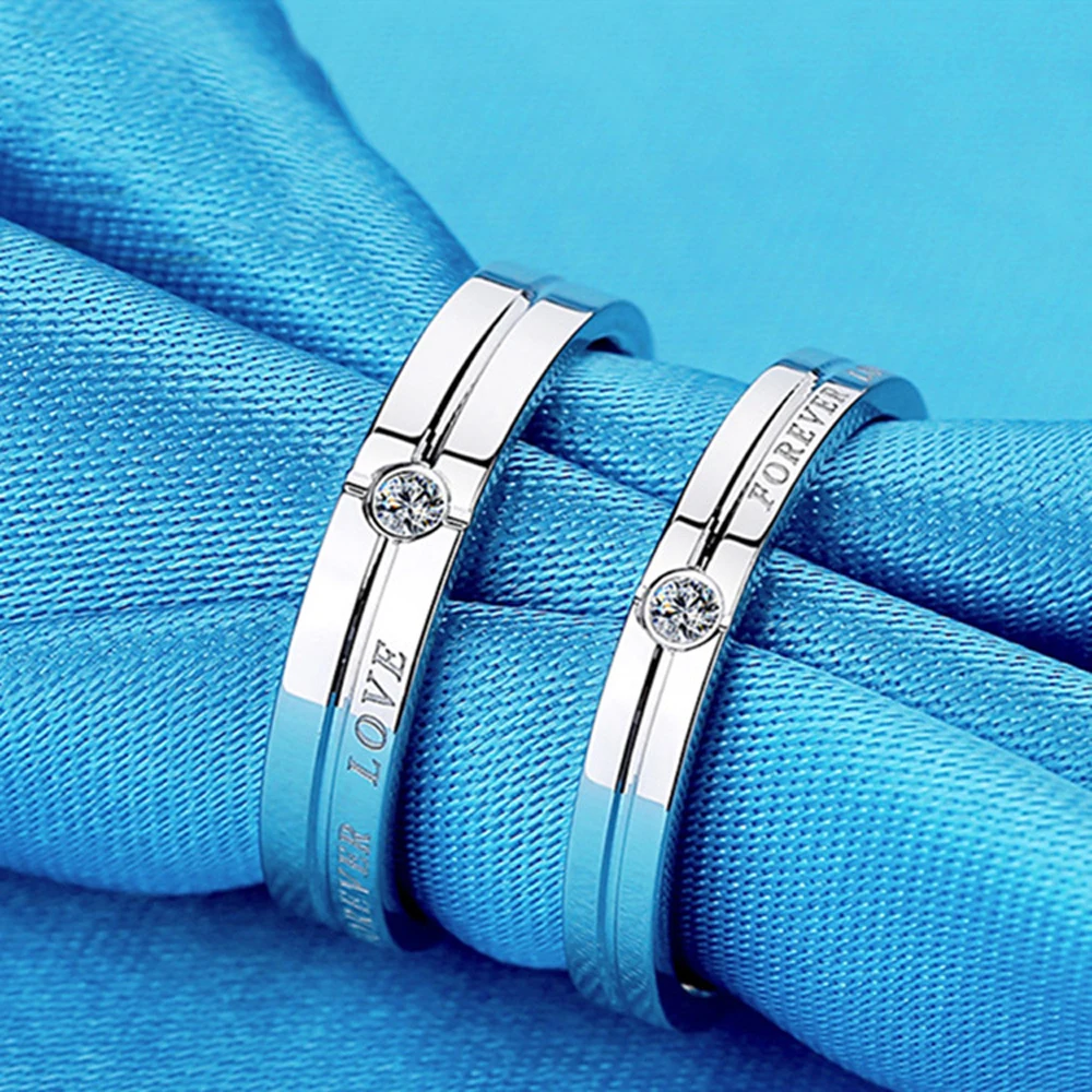 Daifuni S925 Sterling Silver Simple Smooth Rings For Women Men Couple Wedding Love Forever Anniversary Fashion Jewelry Gift