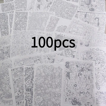 100 fogli di disegni a righe per il controllo dello stress, adatti agli adulti per esercitarsi nel disegno e copiare disegni.