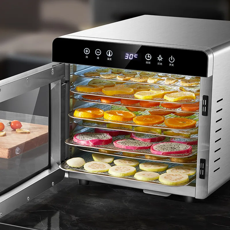 8 Layer Food dehydrator Food Dry Dryer Machine 304 Stainless Steel Air Fryer Commercial Household Pet Snacks Silver Drying