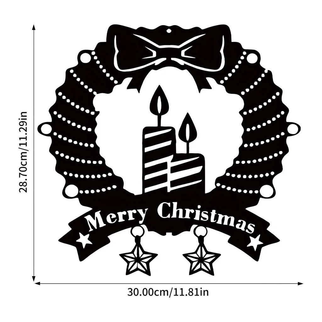 

1pc Christmas Metal Home Decoration Garland Candle Sign Metal Wall Art, Merry Christmas, Living Room Front Door Corridor Decor