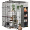 Door for Cats Cat Cage Large DIY Indoor Pet Home Small Animal House Detachable Playpen With 3 Doors 5 Tiers for 1-5 Cat Network 1
