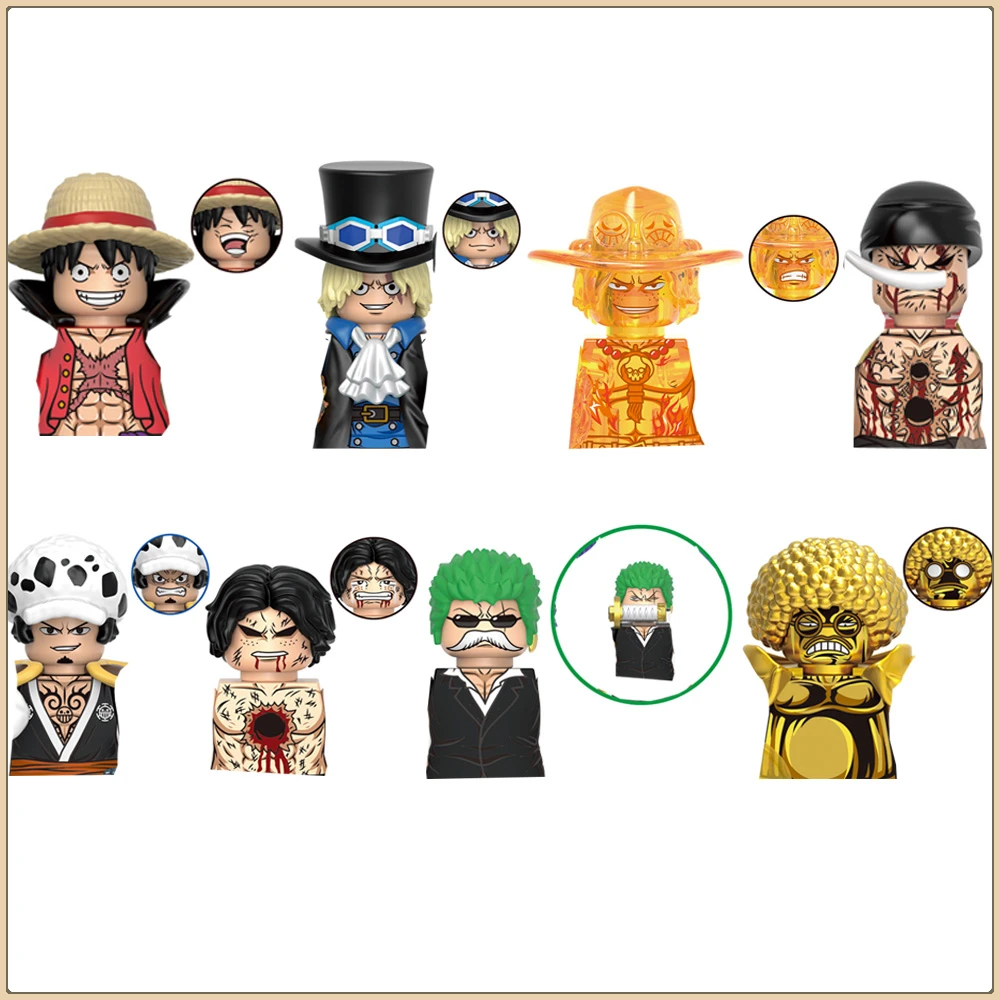 Anime One Piece Series Building Blocks Doll Sabo Portgas D Ace Edward Newgate Mini Action Figures Kids Holiday Collection Gifts