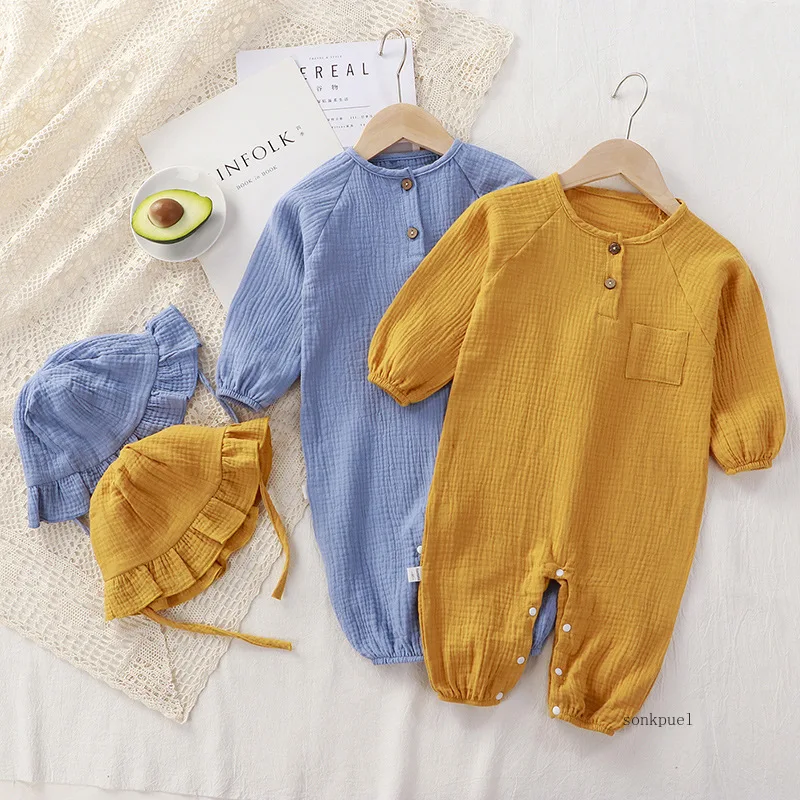 Baby Clothes Newborn Jumpsuit Girls Boys Muslin Spring Autumn Cotton Long Sleeve Infants Romper 0-24M 3