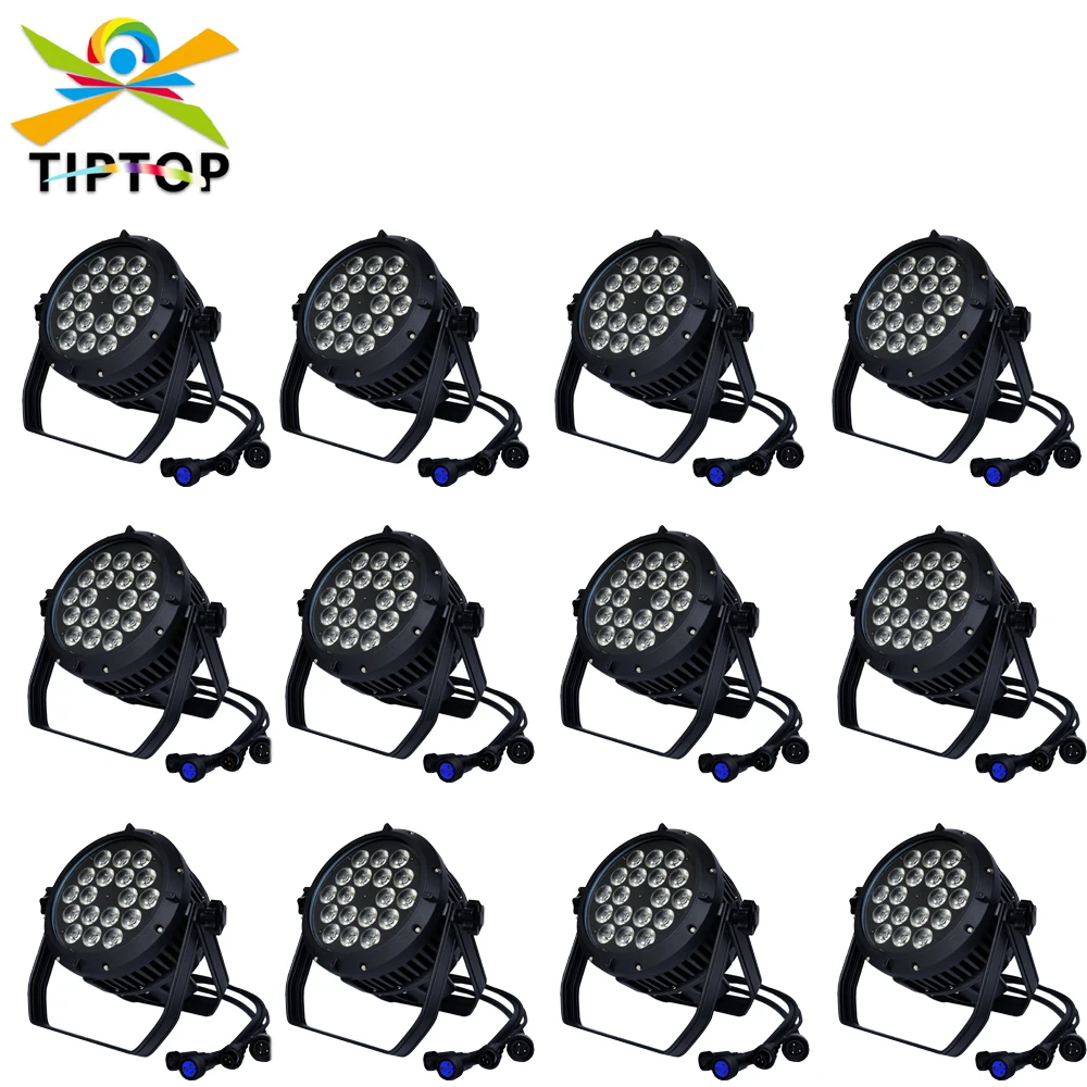 

TIPTOP 12 Pack 18x18W Waterproof IP65 RGBW LED Par Cans China Tyanshine LED DMX-512, Standalone, Master/slave, Sound active