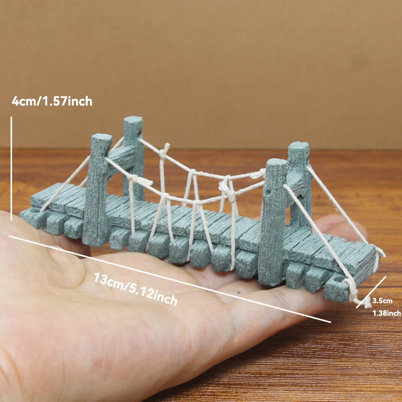 Miniature Stone Bridge with Boat for DIY Terrarium and Fairy Garden Decor