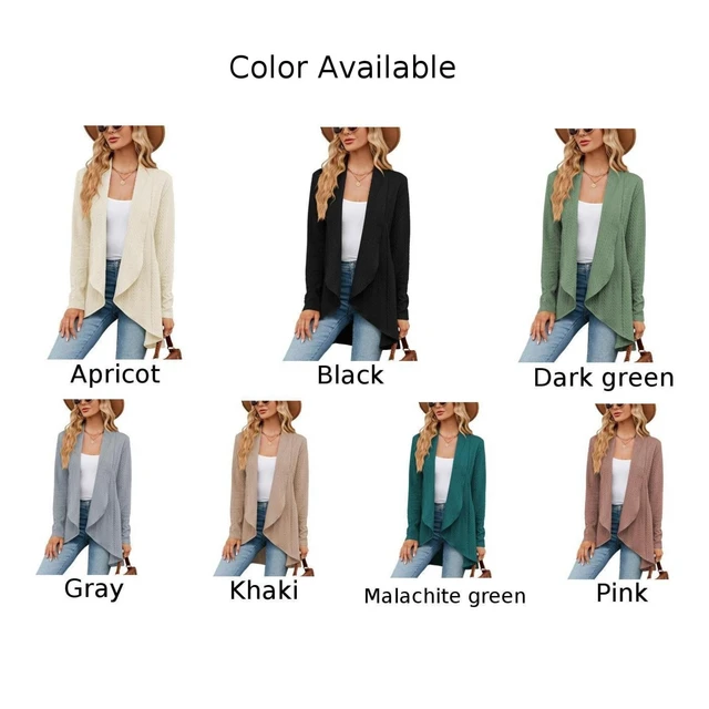 Womens Long Sleeve Knitted Waterfall Long Cardigan Sweater Tops Open Front. 5